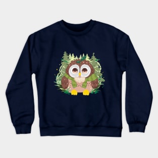 The little cute grapic brown owl with pattern- for Men or Women Kids Boys Girls love owl Crewneck Sweatshirt